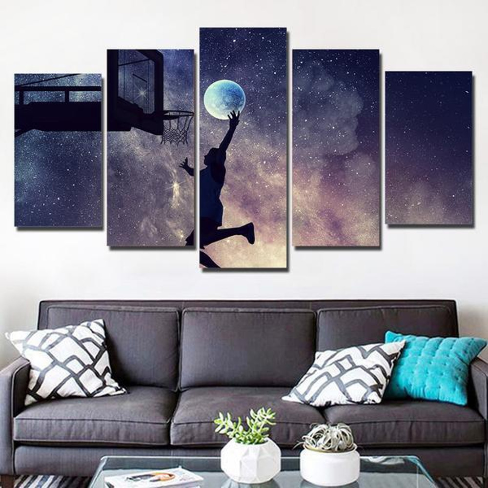 Basketball Wall Art Slam Dunk Player Moon Evening Sport And Abstract Art.jpg