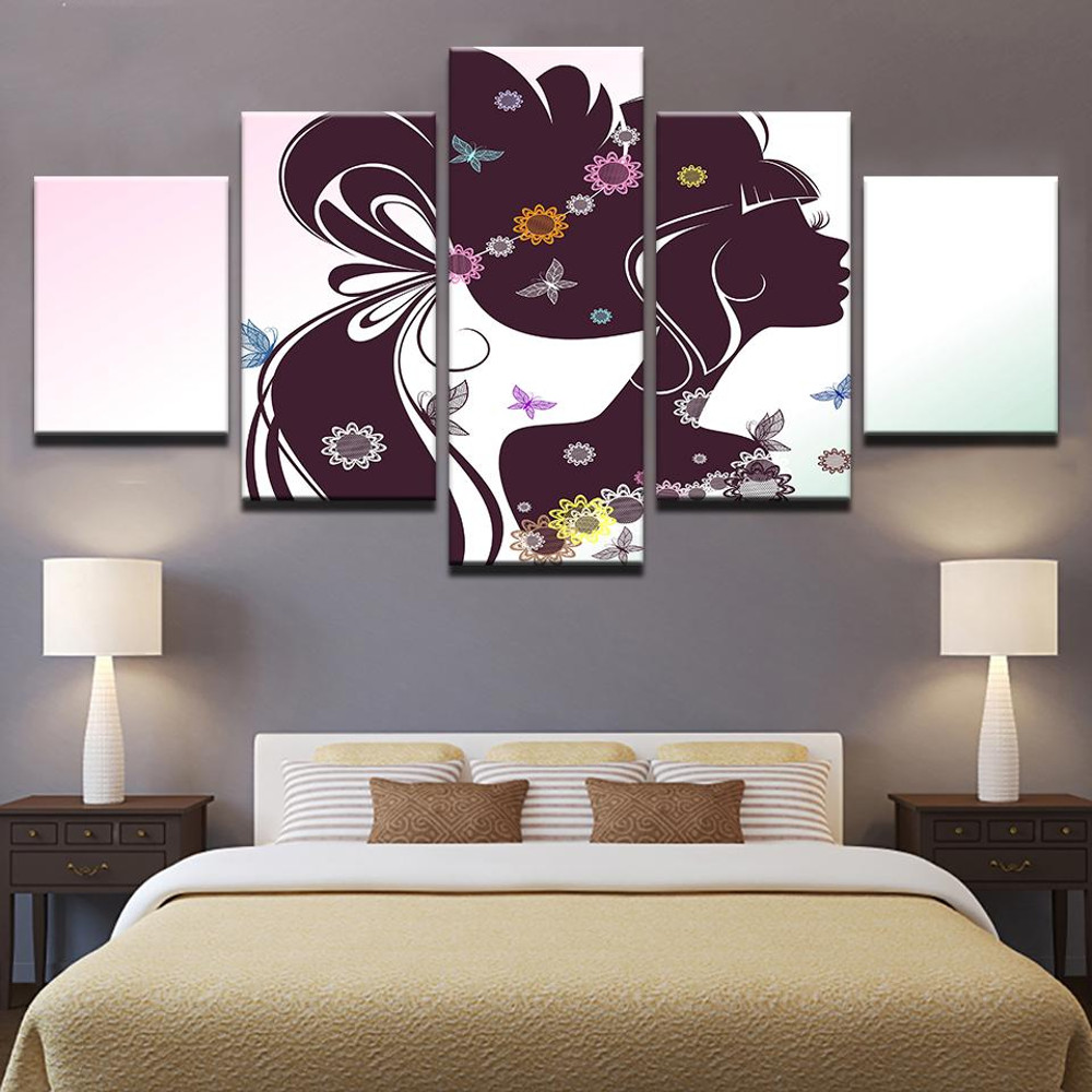 Beautiful Long Hair Flower Girl Silhouette Abstract Art.jpg