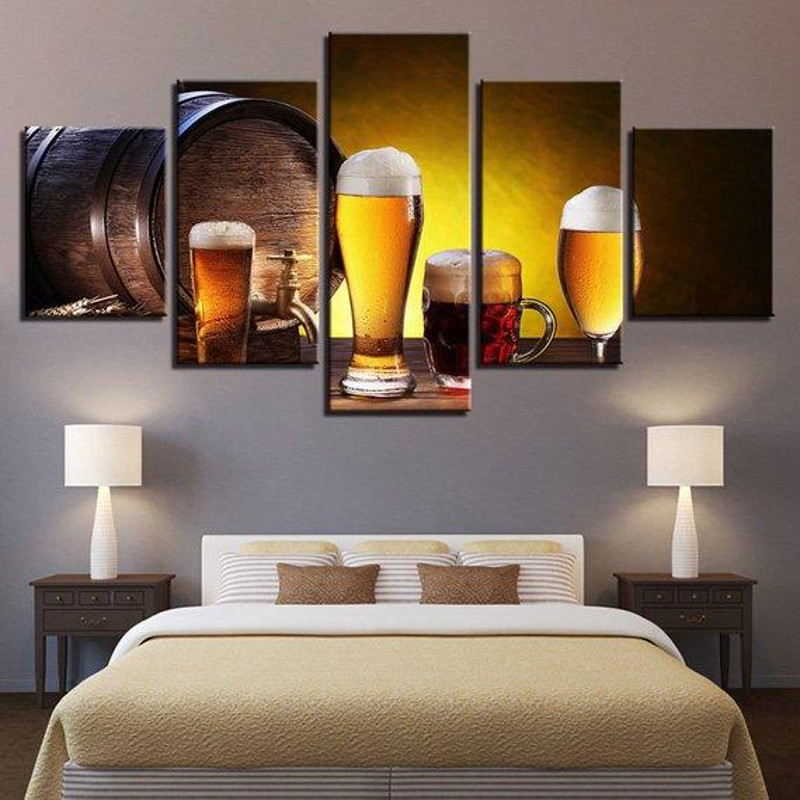 Beer Glasses Malt Stout Oak Barrel Modern Wine Art.jpg