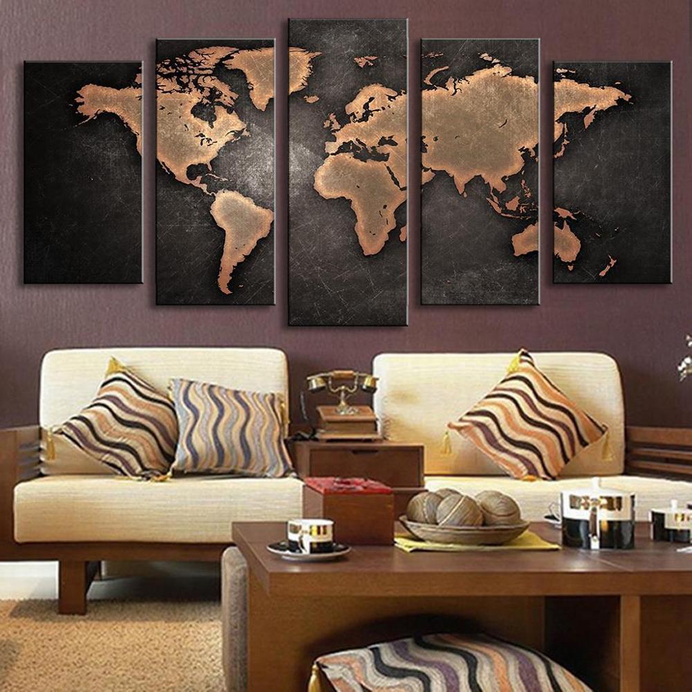 Black And Bronze World Map World Map Art.jpg