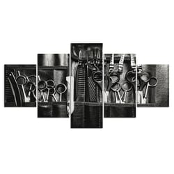 black and white hairdressing abstract art large framed 5 pieces canvas wall art decor