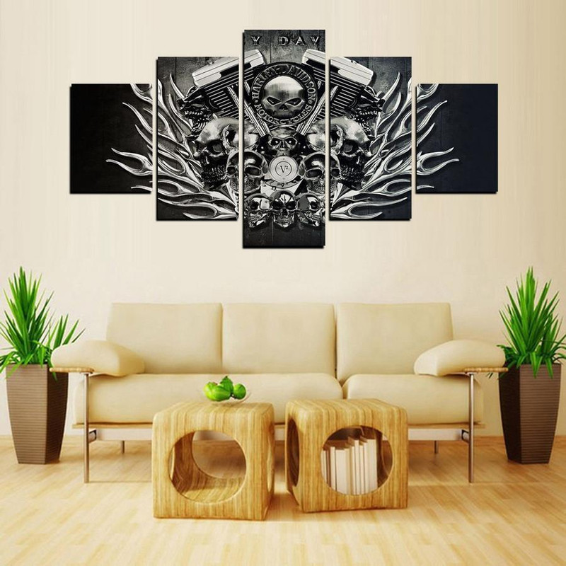 Black And White Harley Skull Abstract Art.jpg