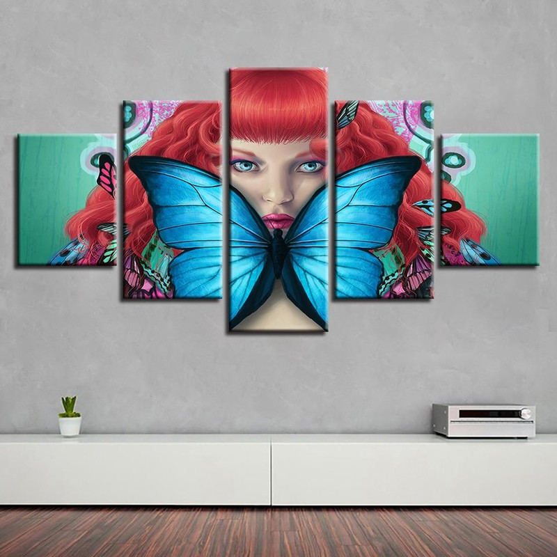 Blue Butterfly And Woman Abstract Art.jpg
