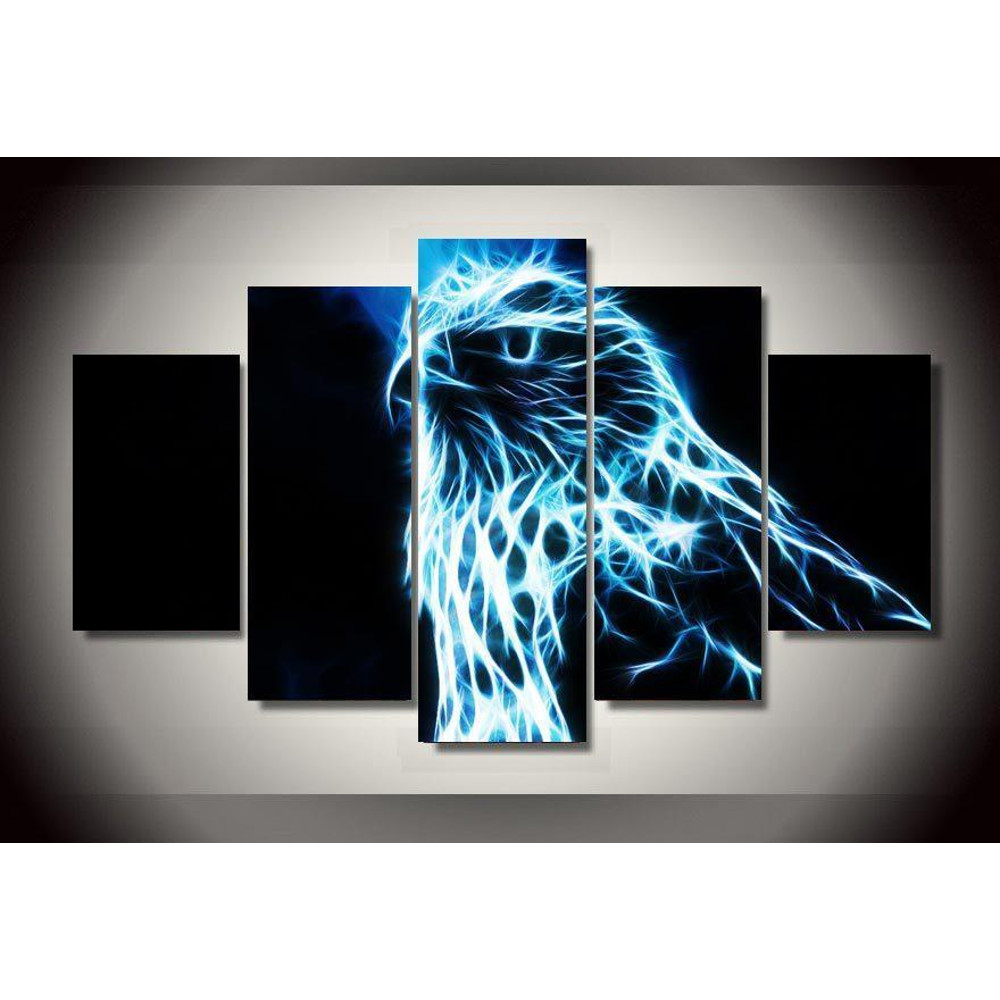 Blue Fluorescence Eagle Abstract Animal Art.jpg