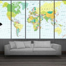 blue travel world map world map art large framed 5 pieces canvas wall art decor