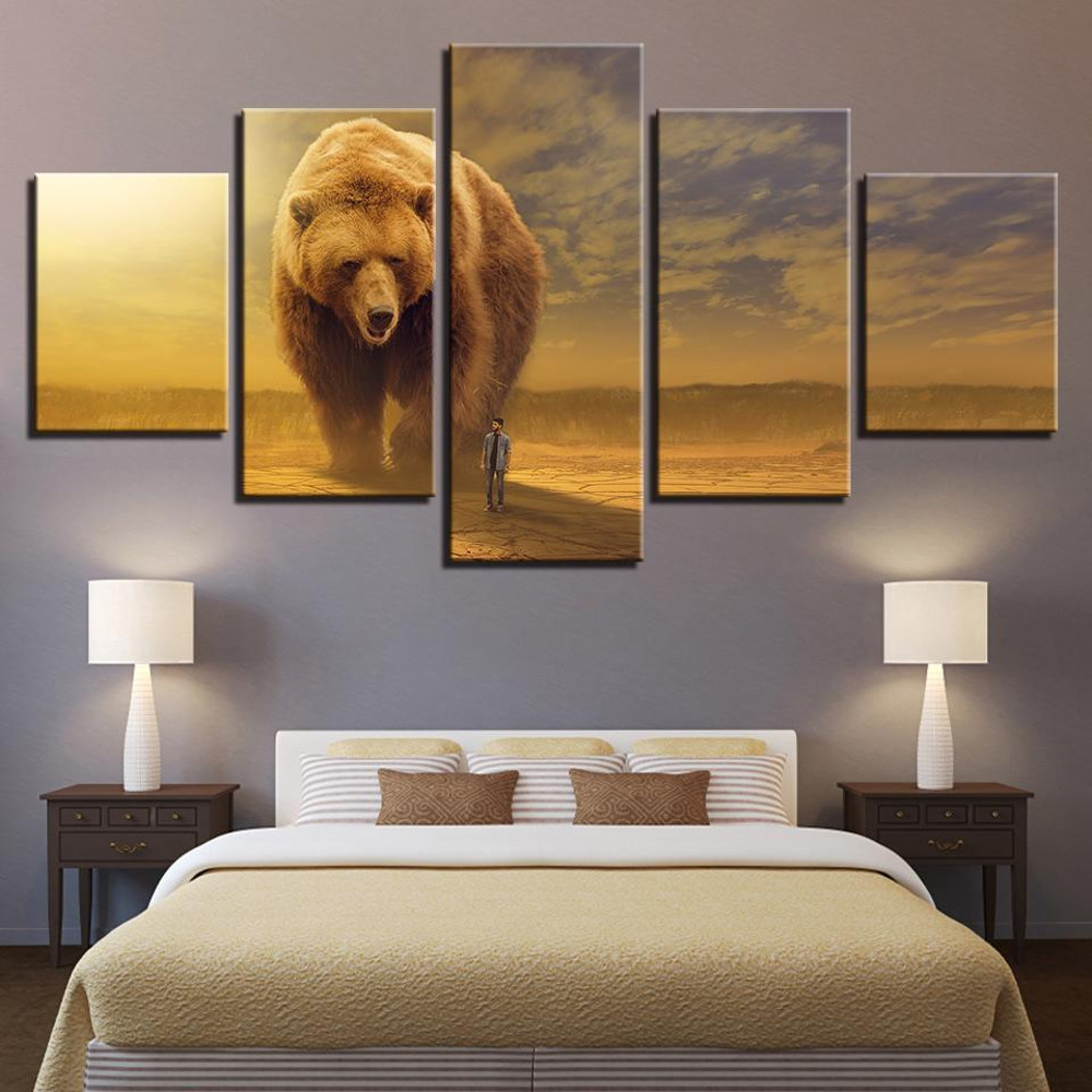 Brown Bear And Man Abstract Animal Art.jpg