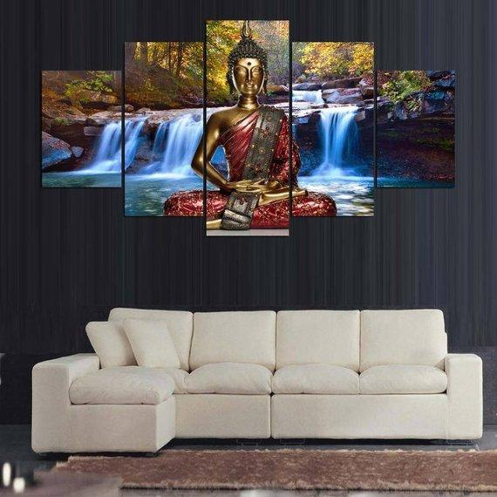 Buddha Waterfalls Relaxation Religion Art.jpg