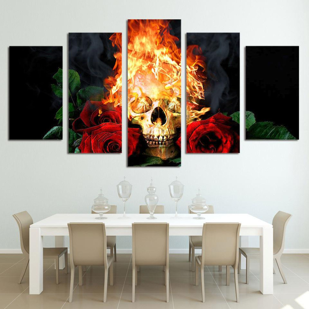 Burning Skull And Rose Abstract Art.jpg