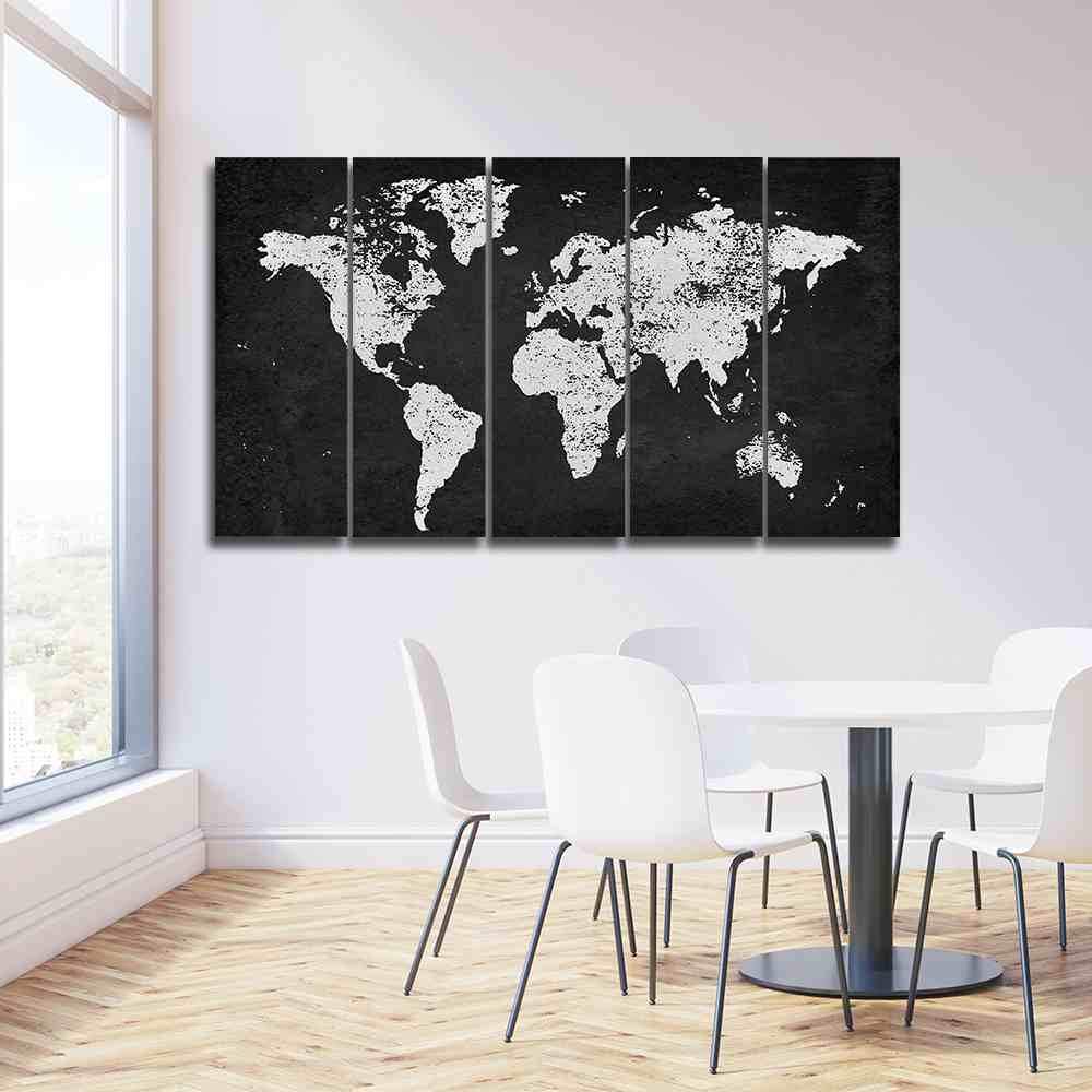Charcoal And Silver World Map World Map Art.jpg