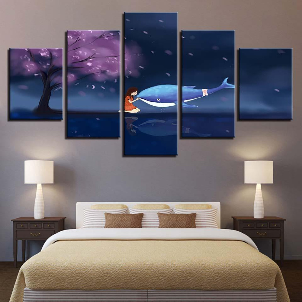 Dolphin And Girl Cherry Blossom Tree Abstract Animal Art.jpg