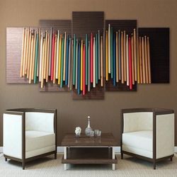 drum sticks multi colored abstract art large framed 5 pieces canvas wall art decor