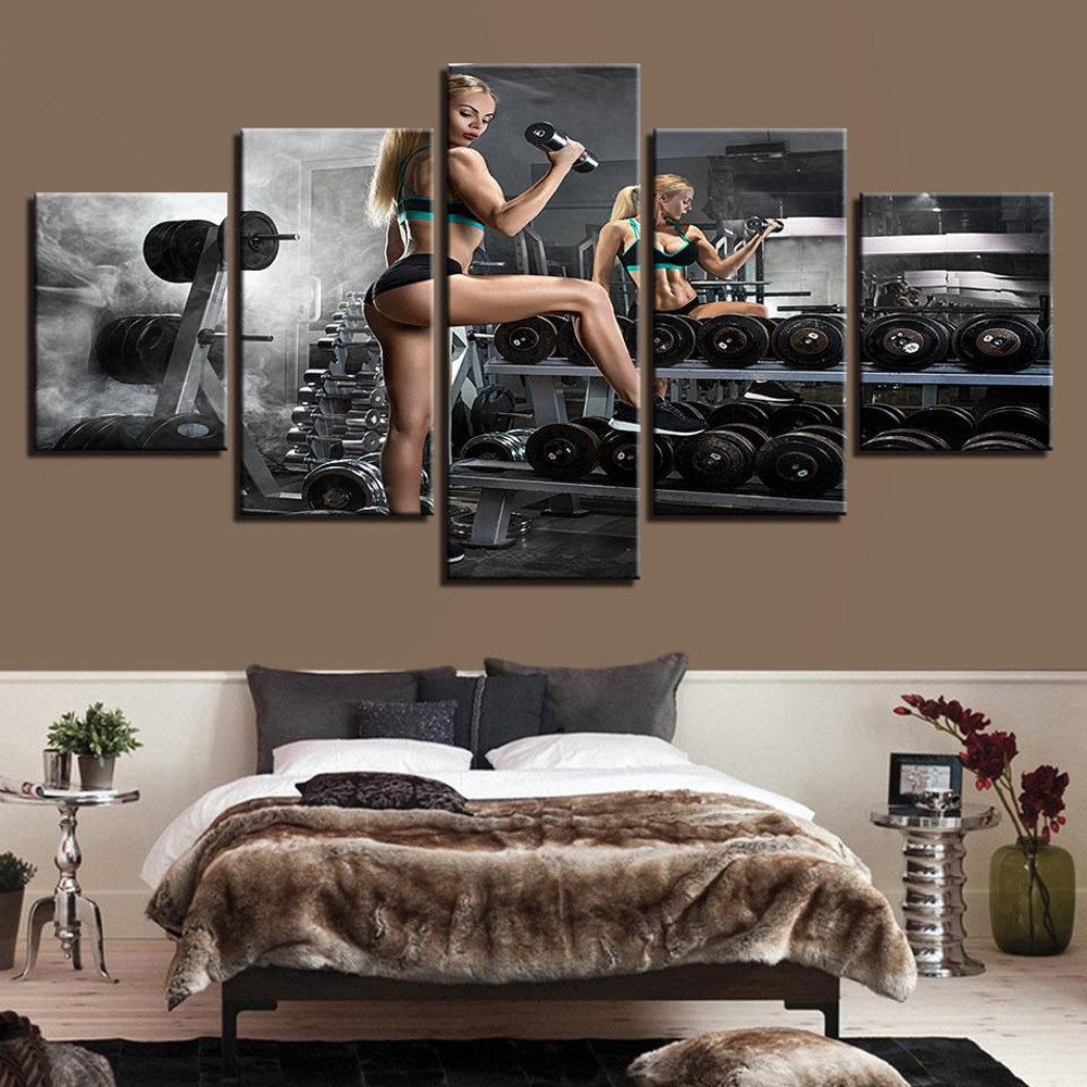 Dumbbells Fitness Bodybuilding Hot Sexy Woman Abstract Art.jpg