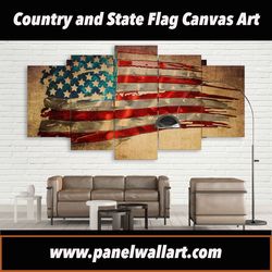 flag of american unique abstract art large framed 5 pieces canvas wall art decor