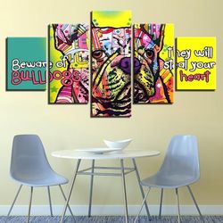 french bulldogs steal your heart abstract5 panel canvas art wall decor art large framed 5 pieces canvas wall art decor