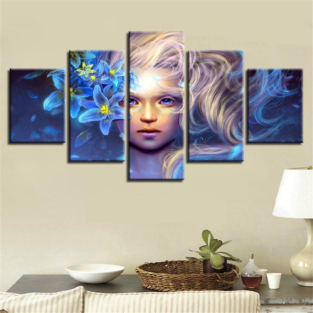 Girl And Blue Flower Abstract Art.jpg