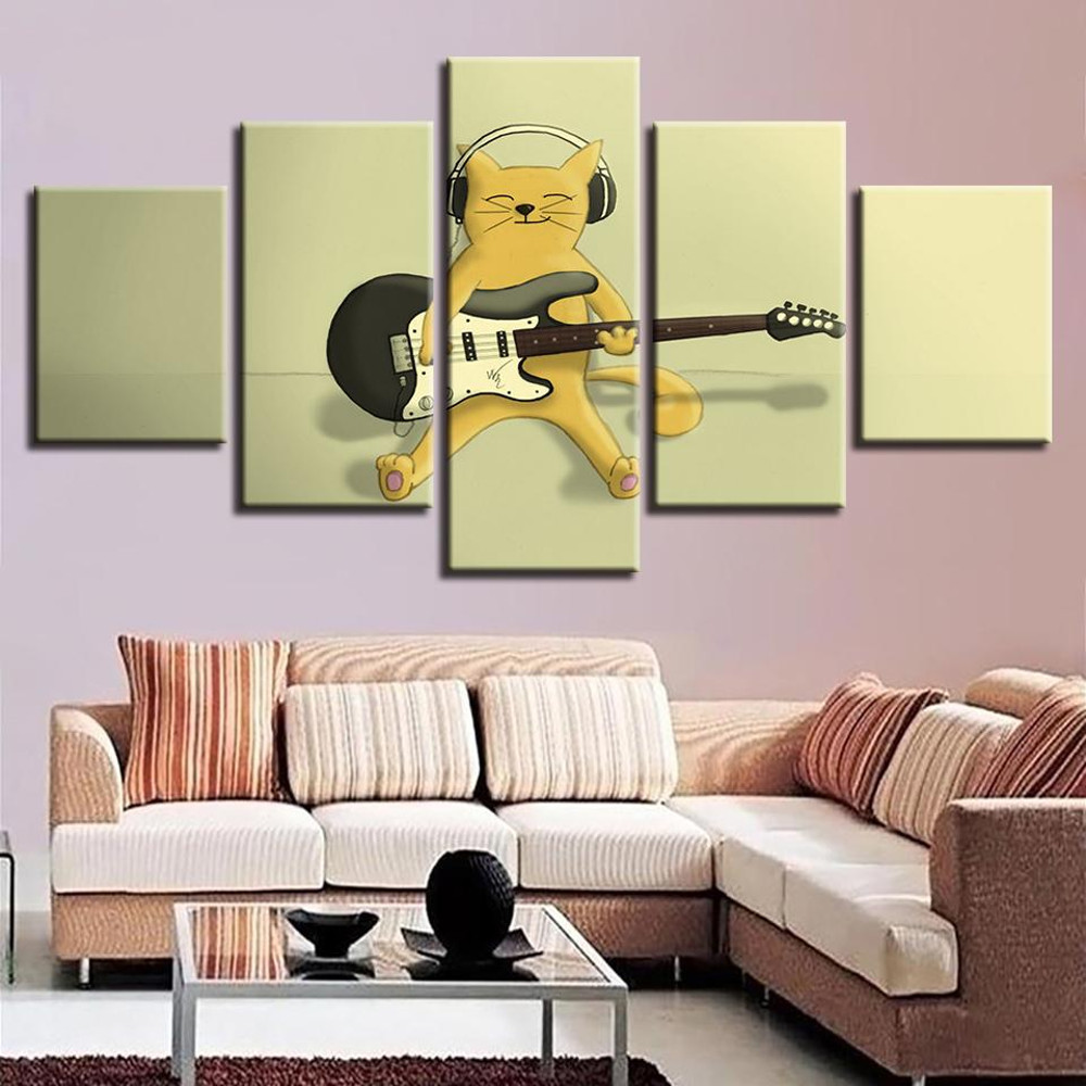 Guitar Cat Cartoon Abstract Animal Art.jpg