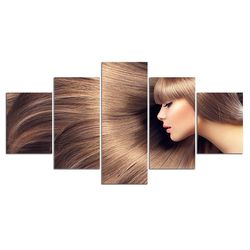 hair wig wall girl life abstract art large framed 5 pieces canvas wall art decor