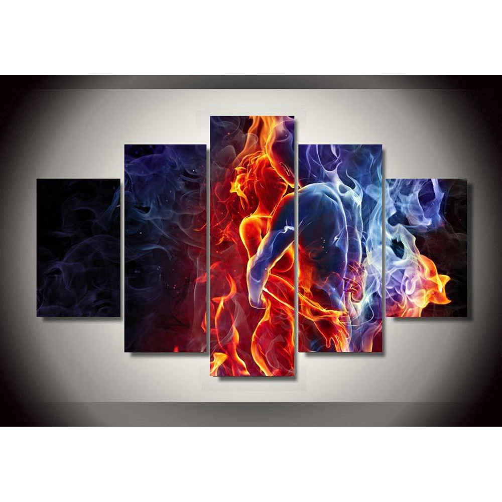 Ice And Fire Hot Couple Kiss Each Other Abstract Art.jpg