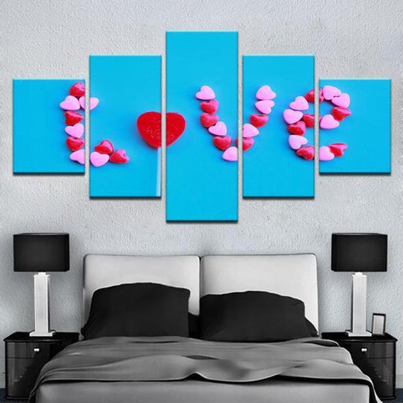 Love Candy Hearts Abstract Canvas Wall Art Art.jpg