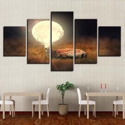 lunar deer abstract animal art large framed 5 pieces canvas wall art decor