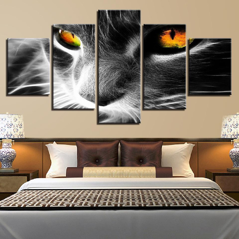 Orange Eyes Grey Cat Abstract Animal Art.jpg