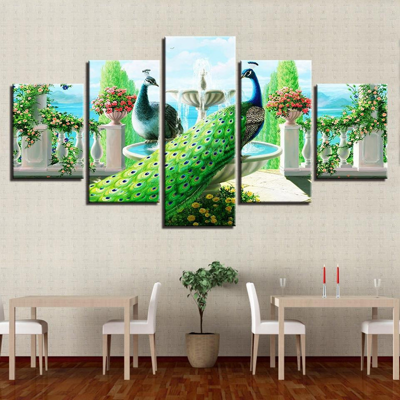 Peacock Couple Garden Abstract Animal Art.jpg