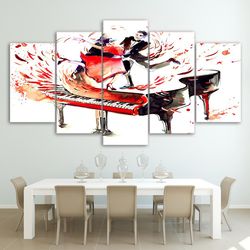 piano music art large framed 5 pieces canvas wall art decor