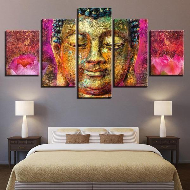 Pink Lotus Gold Buddha Abstract Religion Art.jpg