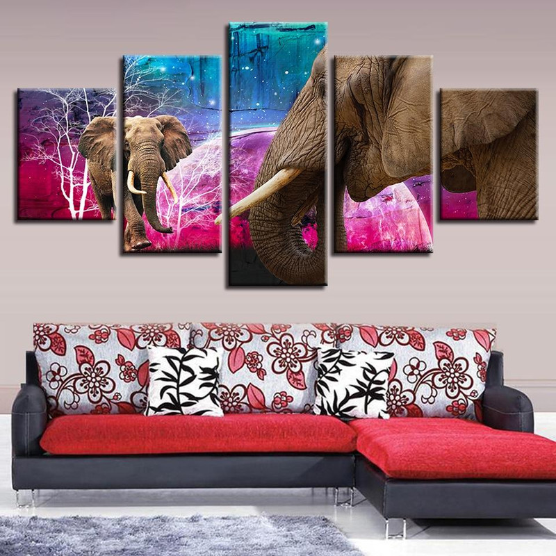 Planet Abstract And Elephant Night Animal Art.jpg