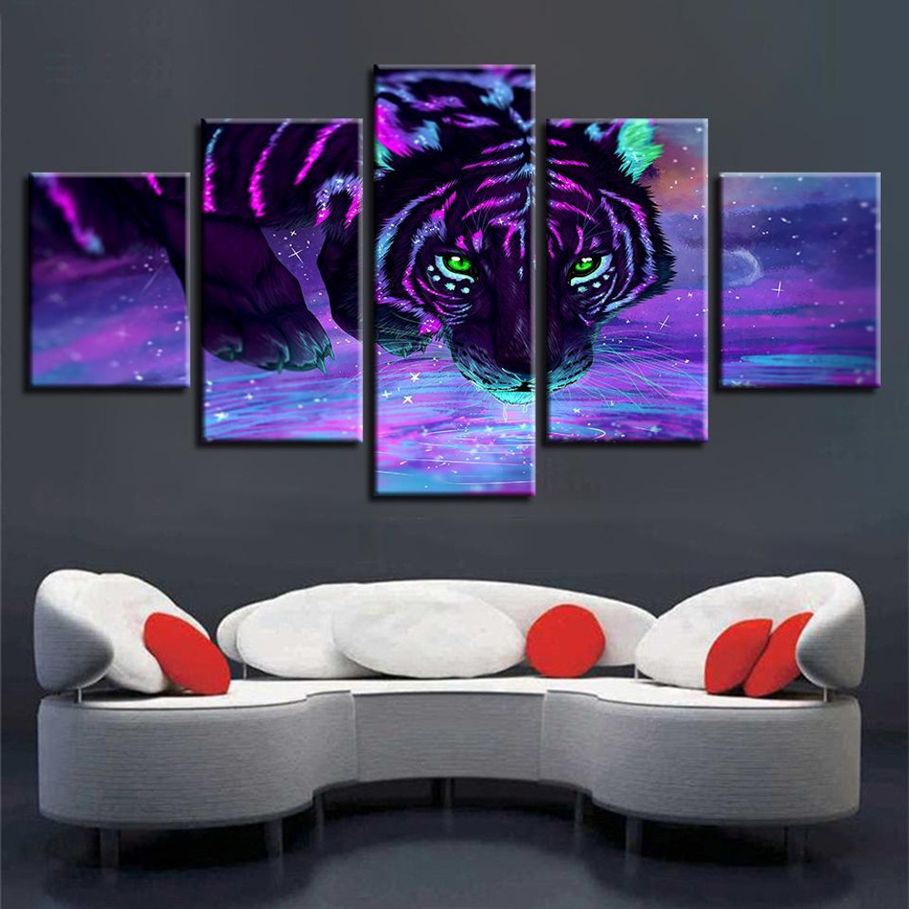 Purple Fluorescent Tiger Abstract Animal Art.jpg