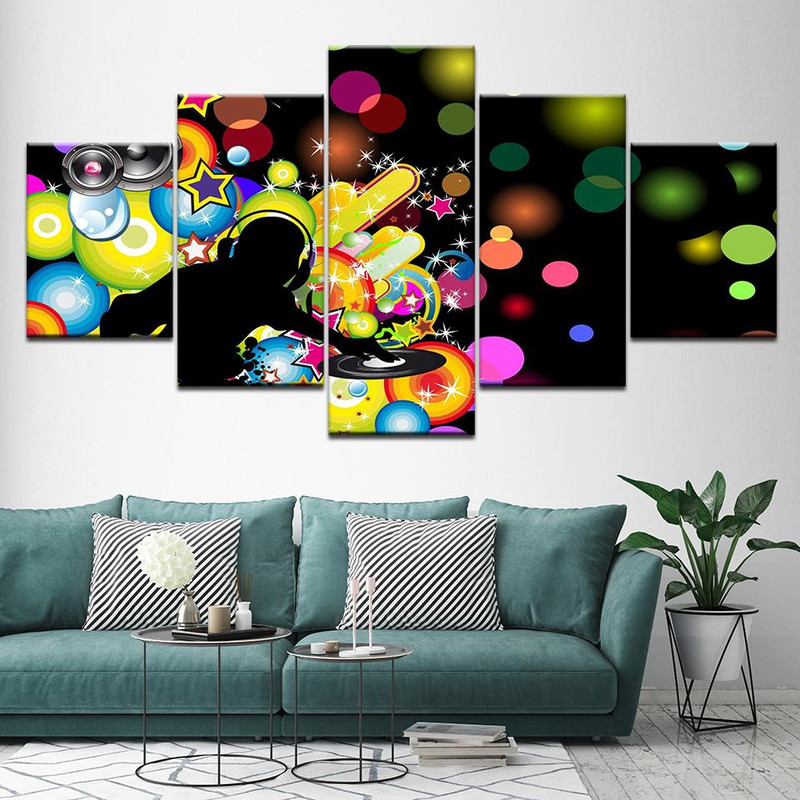 Rock And Roll Music Colorful Balls And Pentagonal Star Abstract Art.jpg