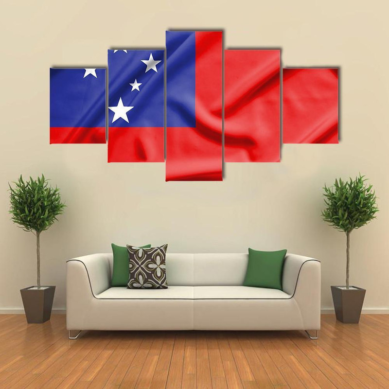 Samoa Flag On Silk Texture Abstract Art.jpg