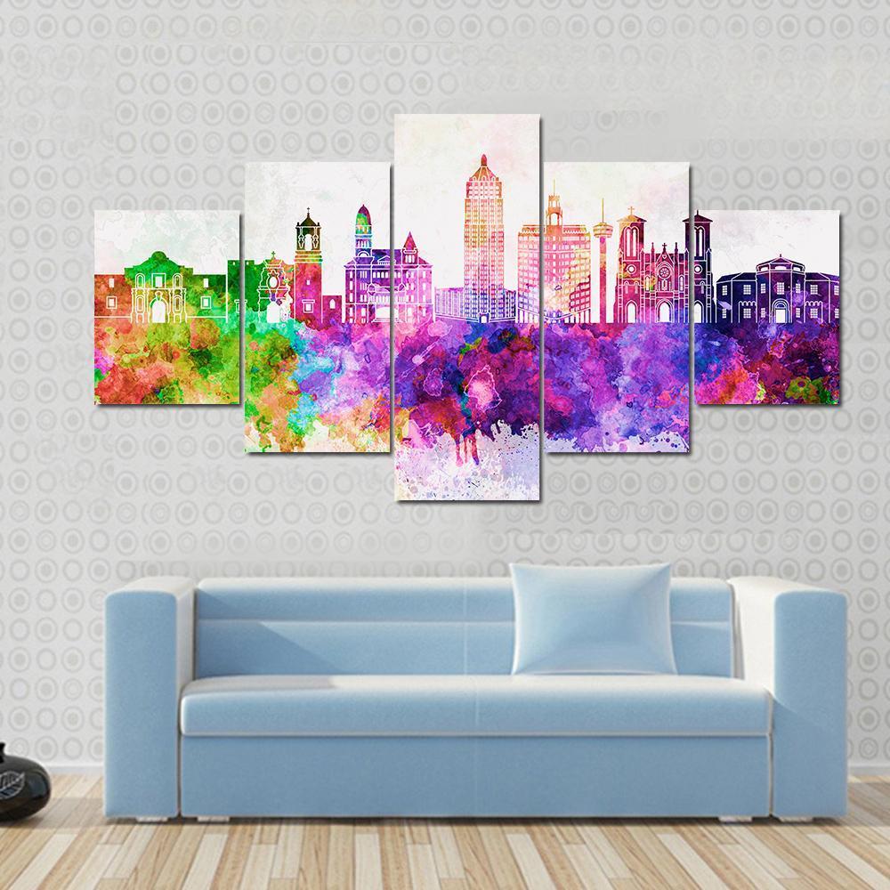 San Antonio Skyline In Watercolor Abstract Nature Art.jpg