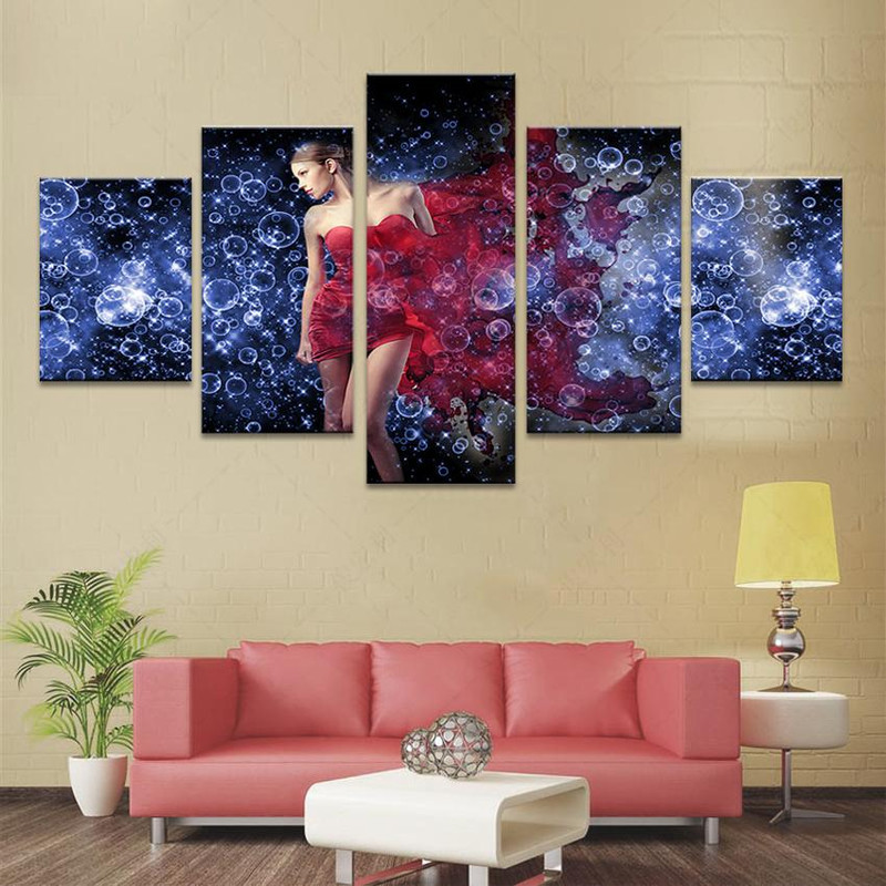 Sexy Girl In Red Dress Nordic Beauty Abstract Art.jpg