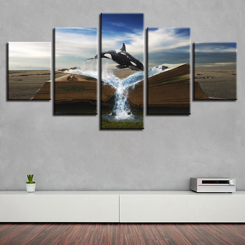 Shark Leaping And Book Abstract Art.jpg