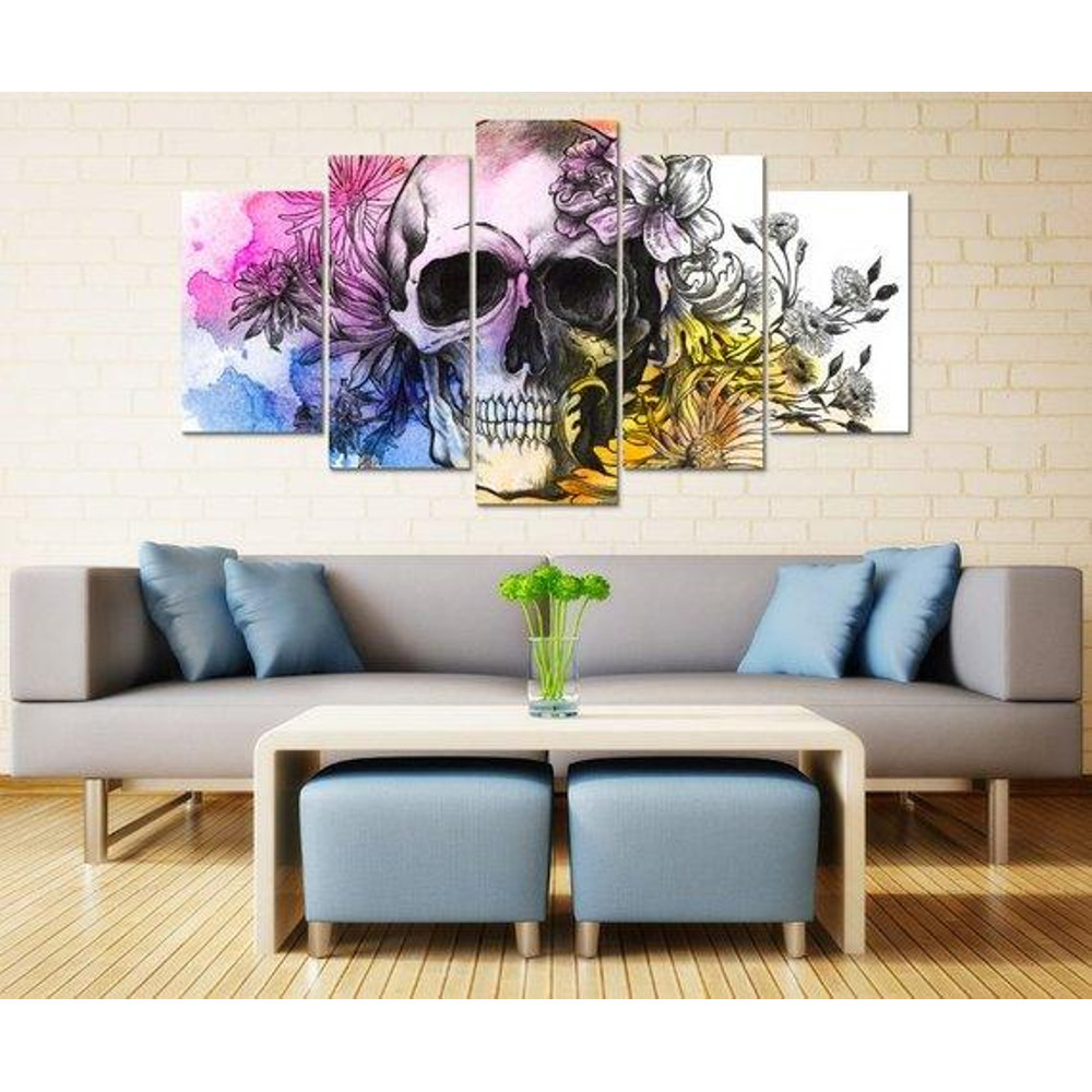 Skull And Flowers 5 Abstract Art.jpg