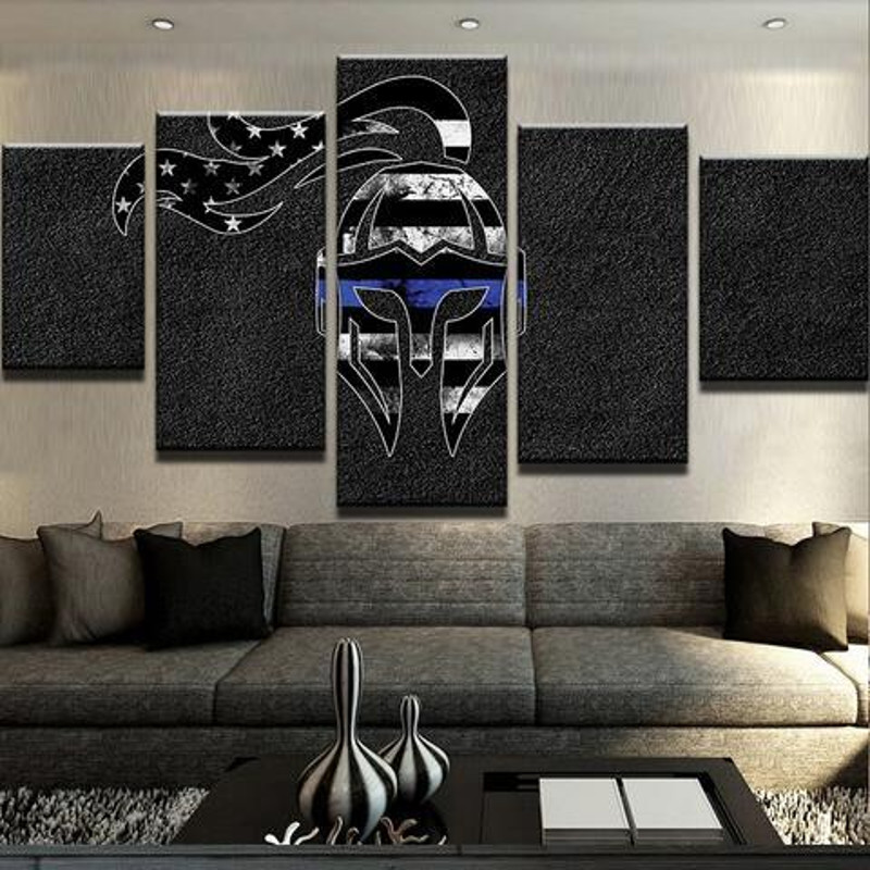 Thin Blue Line Spartan Abstract Art.jpg