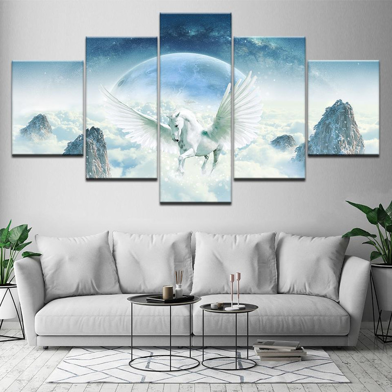 White Horse And Wings Wonderland Scenery Abstract Animal Art.jpg