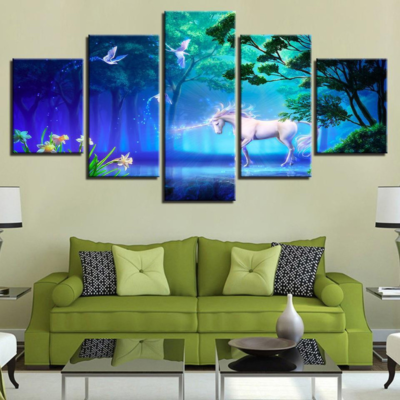 White Horse Animals Dream Forest Unicorn Abstract Animal Art.jpg
