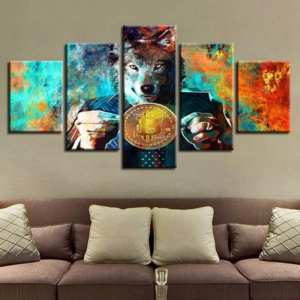 Wolf Head Bitcoin Btc Modern Abstract Animal Art.jpg