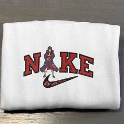 akatsuki nike embroidered crewneck, naruto embroidered sweatshirt, inspired embroidered manga anime hoodie