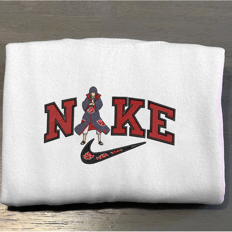 Akatsuki Nike Embroidered Crewneck, Naruto Embroidered Sweatshirt, Inspired Embroidered Manga Anime Hoodie.jpg