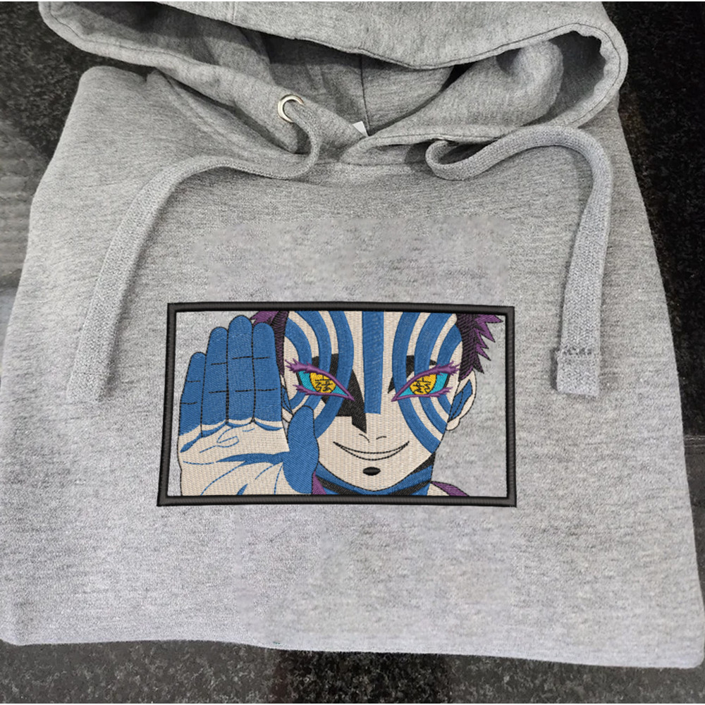 Akaza Embroidered Crewneck, Demon Slayer Embroidered Sweatshirt, Inspired Embroidered Manga Anime Hoodie 2.jpg