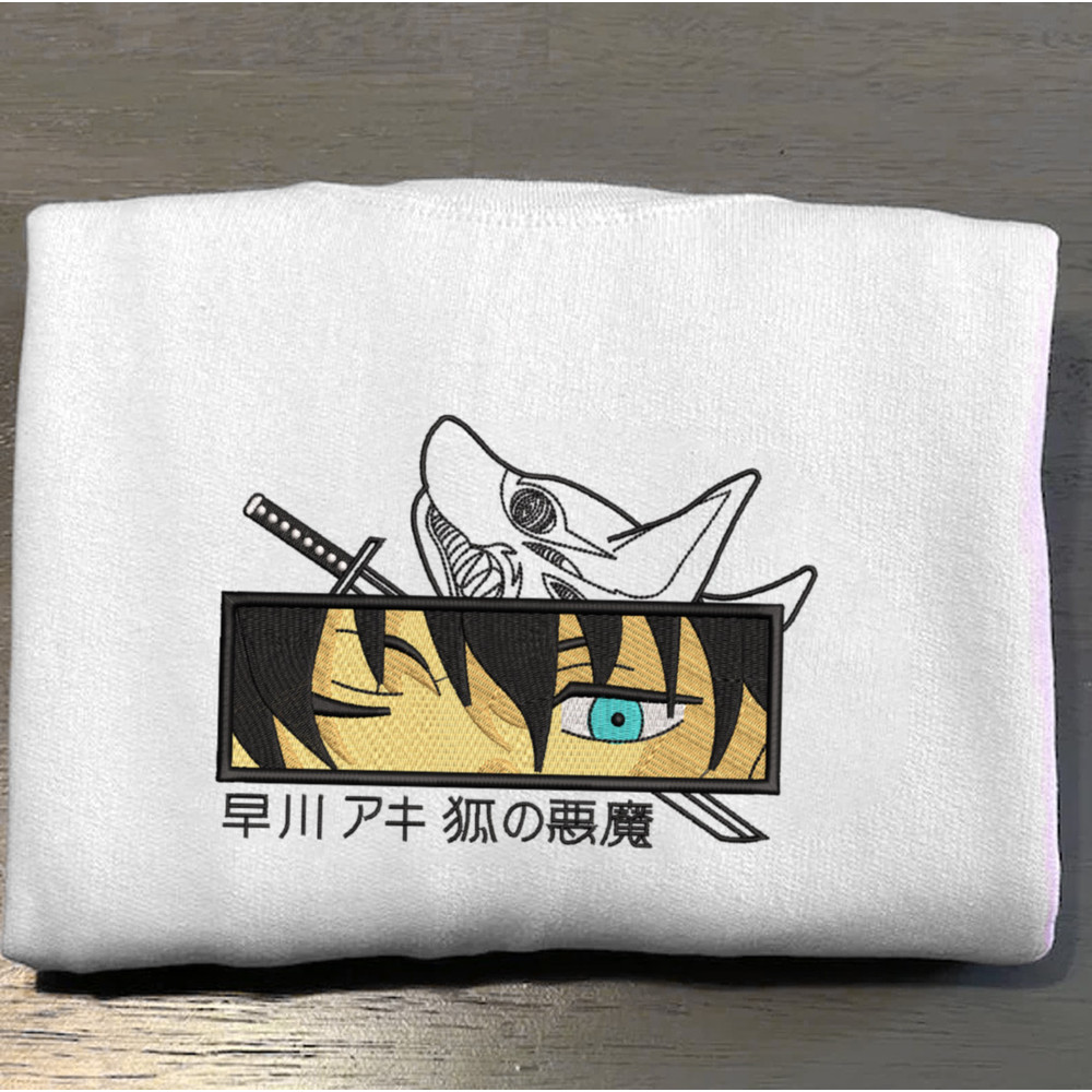 Aki Embroidered Crewneck, Chainsaw Man Embroidered Sweatshirt, Inspired Embroidered Manga Anime Hoodie.jpg