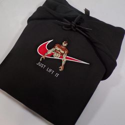 baki nike embroidered crewneck, grappler baki embroidered sweatshirt,inspired embroidered manga anime hoodie