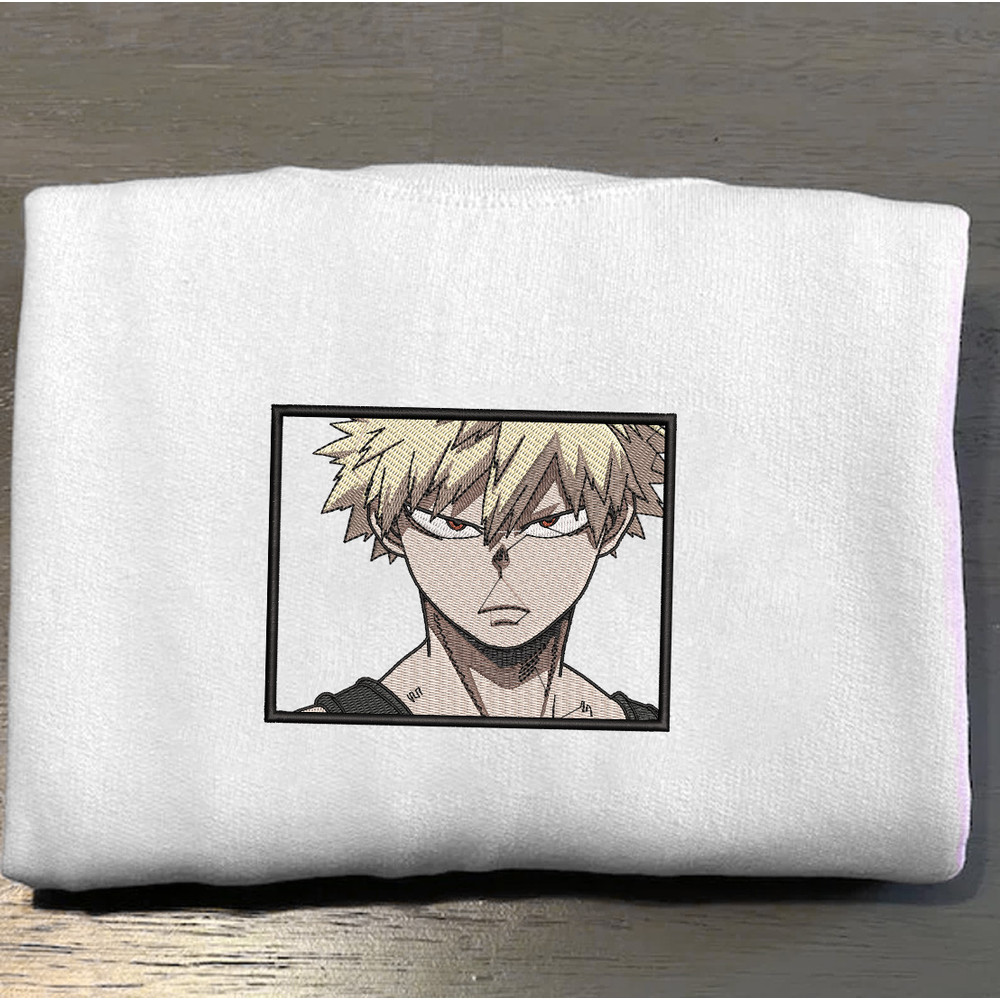 Bakugou Embroidered Crewneck, My Hero Academia Embroidered Sweatshirt, Inspired Embroidered Manga Anime Hoodie.jpg