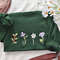 Dark green Holly,Iris,Lilies and Petunias Crewneck embroidered aesthetic sweatshir t,Gifts for her.jpg