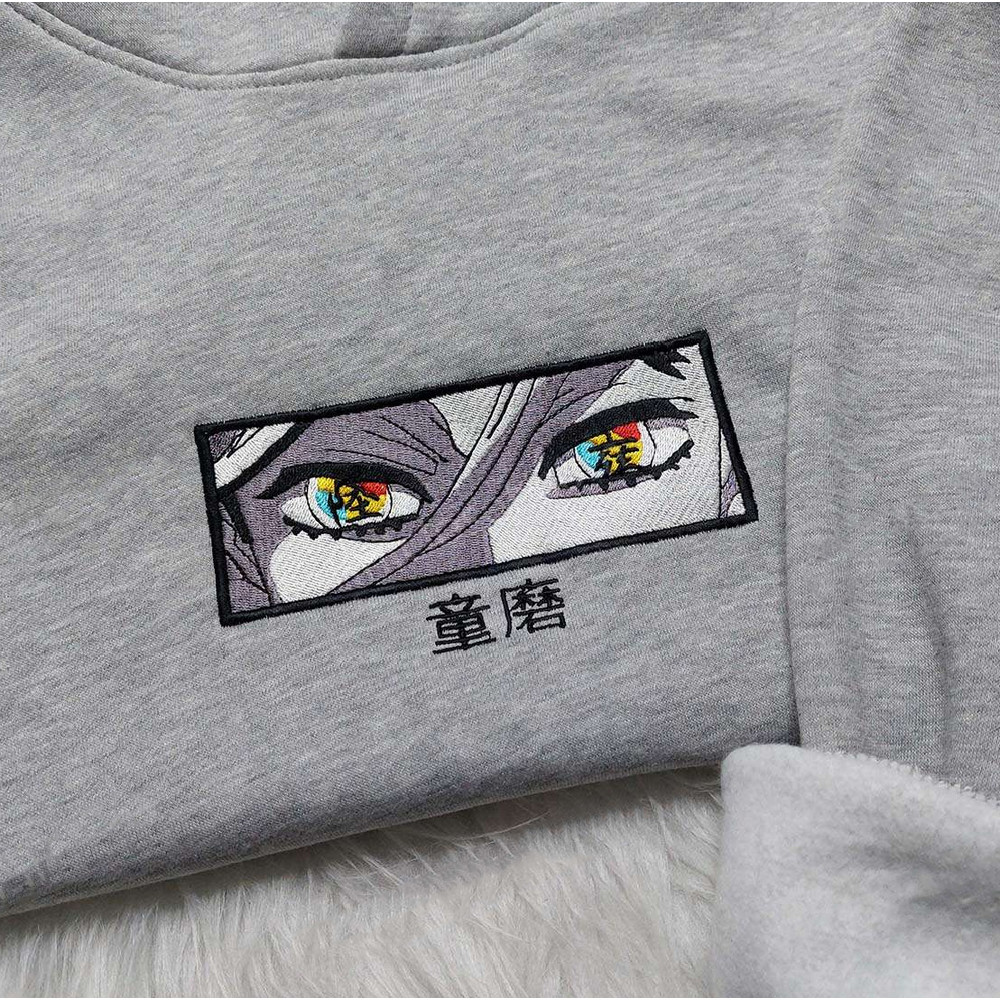 Douma Embroidered Crewneck, Demon Slayer Embroidered Sweatshirt, Inspired Embroidered Manga Anime Hoodie.jpg