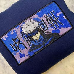 gojo embroidered crewneck, jujutsu kaisen embroidered sweatshirt, inspired embroidered manga anime hoodie 2