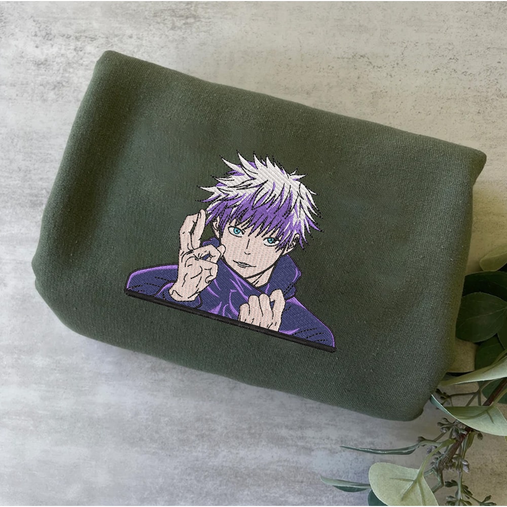 Gojo Embroidered Crewneck, Jujutsu Kaisen Embroidered Sweatshirt, Inspired Embroidered Manga Anime Hoodie 4.jpg